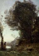 Jean Baptiste Camille  Corot appelskord i ariccia painting